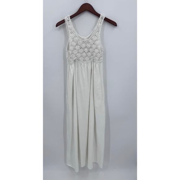 Aerie White Crochet Maxi Dress Boho Beach Coastal Summer Festival Size Large - Picture 5 of 10